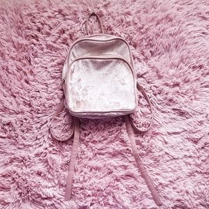 Pink Crushed Velvet Mini Bookbag